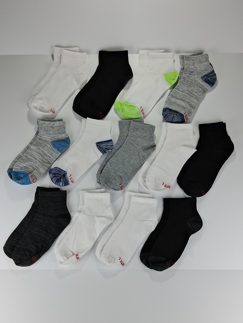Boys Hanes Ankle Socks Size Large 13 Pairs Assorted Colors